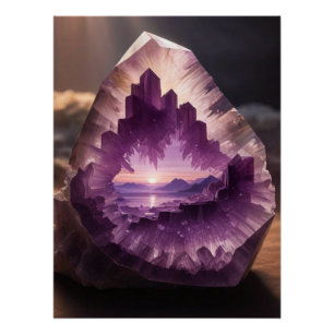 Crystal Amethyst Fantasy Sunrise Landschap Perfect Poster