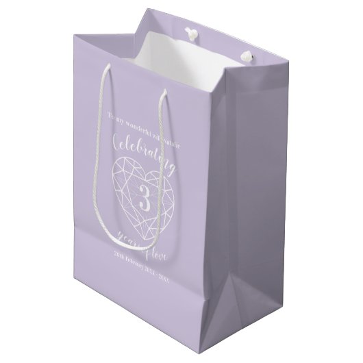 Crystal Anniversaire 3 ans femme sac cadeau (Devant Angle)