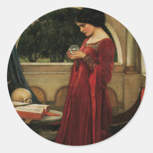 Crystal Bal Vrouw Waterhouse Schilderij Ronde Sticker