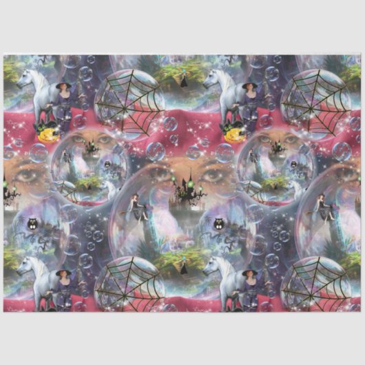 Crystal Ball Halloween Witch Tissuepapier (Voorkant)