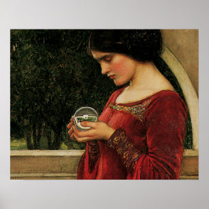 Crystal Ball Woman Waterhouse Painting Poster