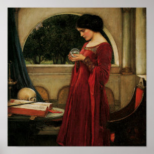 Crystal Ball Woman Waterhouse Painting Poster