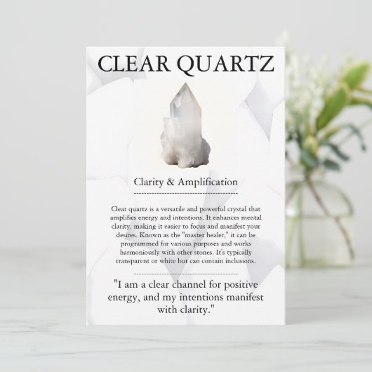 Crystal Betekenis Kaart - Clear Quartz (Staand voorkant)