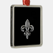 Crystal Black Fleur de lis Metalen Ornament (Rechts)
