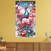 Crystal Blooms Wonderland: Peacock Canvas Kunst (Insitu (Woonkamer))