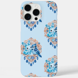 Crystal Blue Bunny and Blue Jay Heart iPhone 16 Pro Max Hoesje