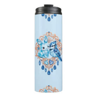 Crystal Blue Bunny and Blue Jay Heart Thermosbeker
