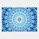 Crystal Blue Floral Mandala Inpakpapier Vel (Voorkant)