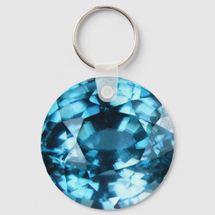 Crystal Blue Gemstone Zircon December Birthstone Sleutelhanger