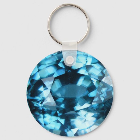 Crystal Blue Gemstone Zircon December Birthstone Sleutelhanger (Voorkant)