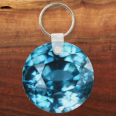 Crystal Blue Gemstone Zircon December Birthstone Sleutelhanger (Voorkant)