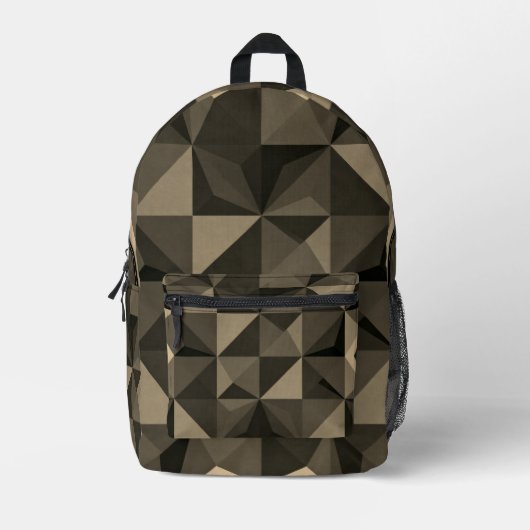 Crystal Blue Low‑Poly Geometric Backpack Bedrukte Rugzak (Voorkant)