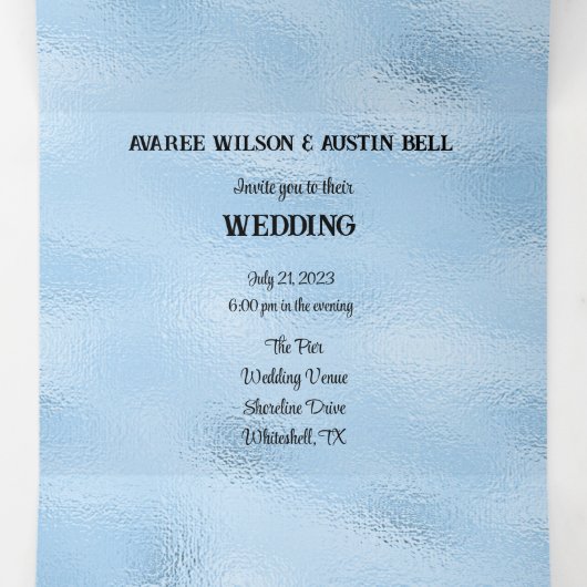 Crystal Blue Marina Stijl Trouwfeest   Drieluik Uitnodiging (Binnenkant midden)