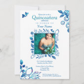 Crystal Blue Pattern Quinceanera Invitation Kaart (Voorkant)