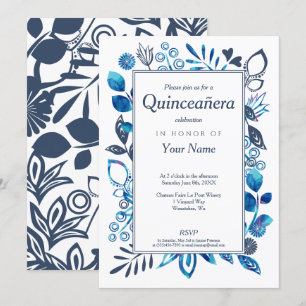 Crystal Blue Quinceañera-uitnodigingen Kaart