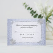 Crystal Blue Snowflake Weddenschapskaart RSVP Kaartje (Staand voorkant)