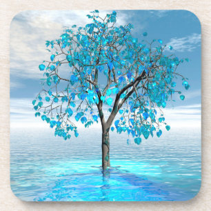 Crystal Blue Tree dessous de verre en plastique du