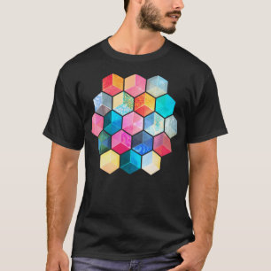 Crystal Bohemian Honingraat Kubussen - Kleurrijke T-shirt