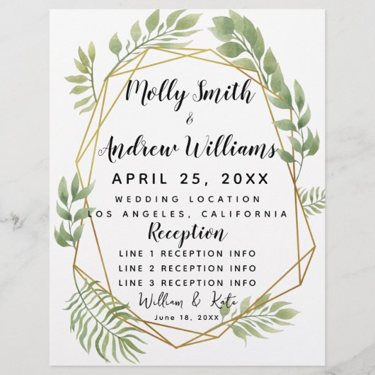 crystal bruiloft greenery bruiloft PROGRAMMA (Voorkant)