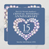 Crystal bruiloft hart 15 jaar feest kaart (Voorkant / Achterkant)