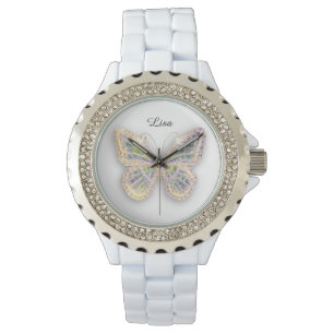 Crystal Butterfly - Montre en Silicone Blanc Sport