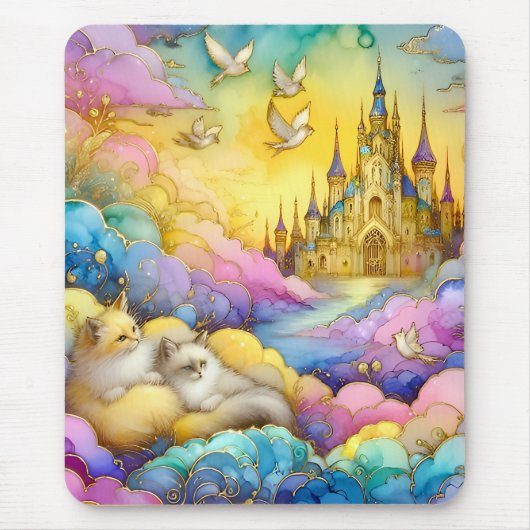 Crystal Castle Clouds Kittens ~ Mousepad Muismat (Voorkant)