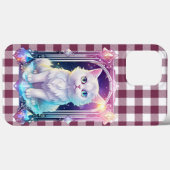 Crystal Cat Paarse zwart geruite schattige witte k Case-Mate iPhone Case (Achterkant (horizontaal))
