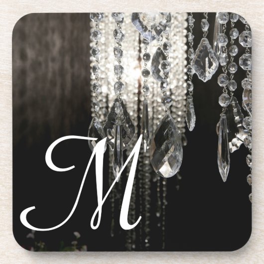 Crystal Chandelier Chic Gla Monogram Drink Onderze Onderzetter (Voorkant)