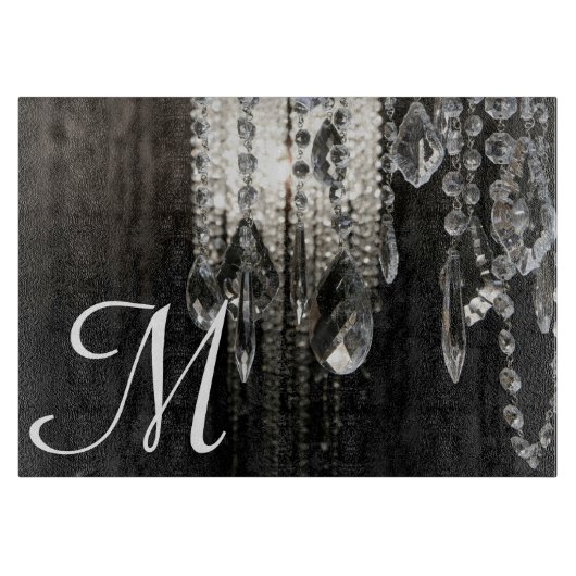 Crystal Chandelier Monogram Glass Cutting Board Snijplank (Voorkant)