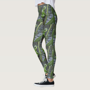 Crystal Clarity: Green Glass Frog op River Reeds Leggings