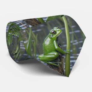 Crystal Clarity: Green Glass Frog op River Reeds Stropdas