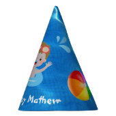 Crystal Clear Happy Birthday Pool Party Pet Feesthoedjes (Rechts)