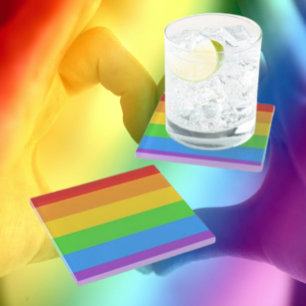 Crystal Clear Pride: Regenboogvlag Glazen Onderzetter
