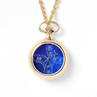 Crystal Cobalt RN Gezicht Gold Ketting Watch