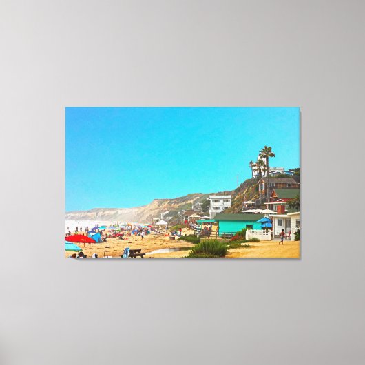 Crystal Cove Unbrellas en huisjes Canvas Afdruk (Voorkant)