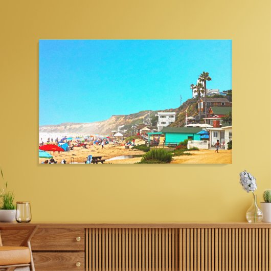 Crystal Cove Unbrellas en huisjes Canvas Afdruk (Insitu (Woonkamer))