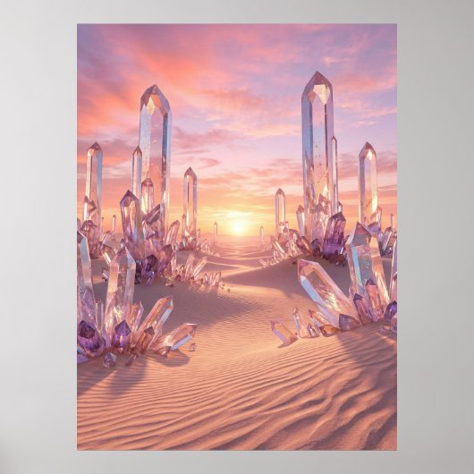 Crystal Desert Sunset Fantasy Art Poster (Voorkant)