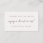 Crystal Drink Ticket Bar Token Carte Mariage C100 (Dos)