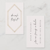 Crystal Drink Ticket Bar Token Carte Mariage C100 (Devant / Derrière)