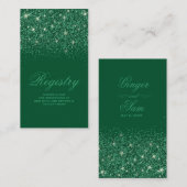 Crystal Emerald Glitter Wedding Registry Kaart (Voorkant / Achterkant)