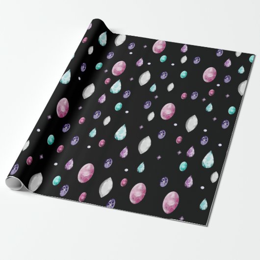 Crystal en Gemstone Pattern Cadeaupapier (Uitgerold)