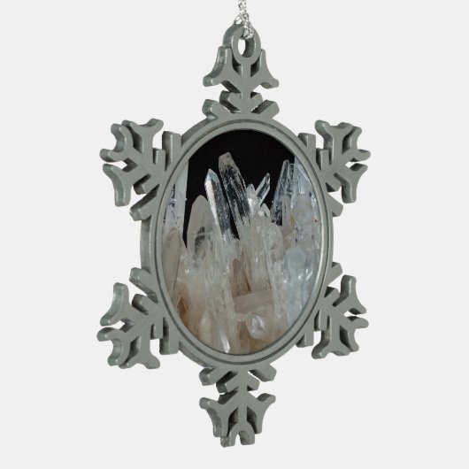 Crystal Energy Quartz-cluster Tin Sneeuwvlok Ornament (Links)