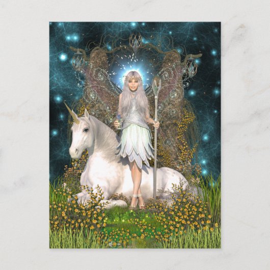 Crystal Fairy en Unicorn Briefkaart (Voorkant)