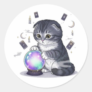 Crystal Fold - Schattigee Schotse Fold Cat Hallowe Ronde Sticker