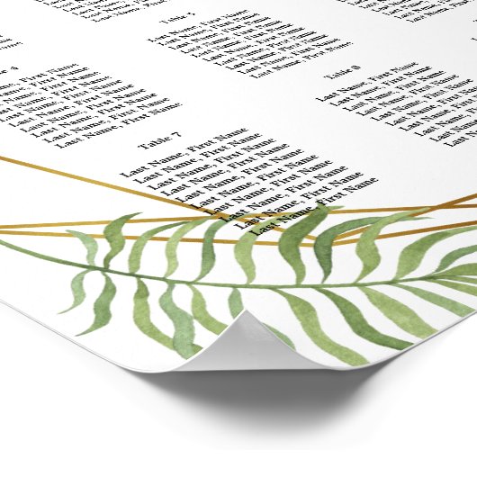 crystal Foliage greenery Table plan party/bruiloft Poster (Hoek)