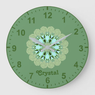 CRYSTAL~ Fractal Pattern Green Shades ~ Grote Klok