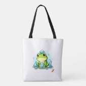 Crystal Frog Canvas tas: Schattigee kikker met kri Draagtas (Achterkant)