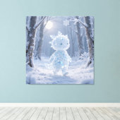 Crystal Frost Man Under the Winter Moon Canvas Afdruk (Insitu (Houten vloer))