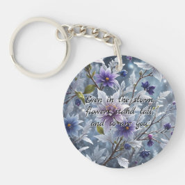 Crystal Frost Winter Bloom Motivatie Qoute Sleutelhanger