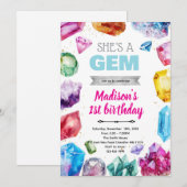 Crystal Gemstone Birthday Invitation (Devant / Derrière)